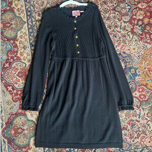 Black juicy sweater dress with gold buttons